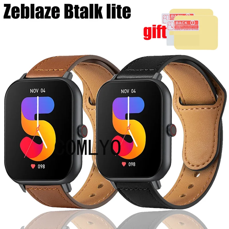 

For Zeblaze Btalk Lite Strap Leather Smart watch Wristband Band Bracelet Screen Protector Film