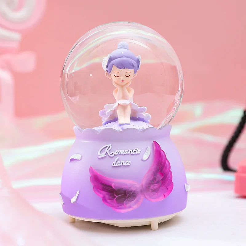 Dream Music Box for Girl, Rotating Ballet, Bella Angel, Snow Crystal Ball, Desktop Decoration, Gift