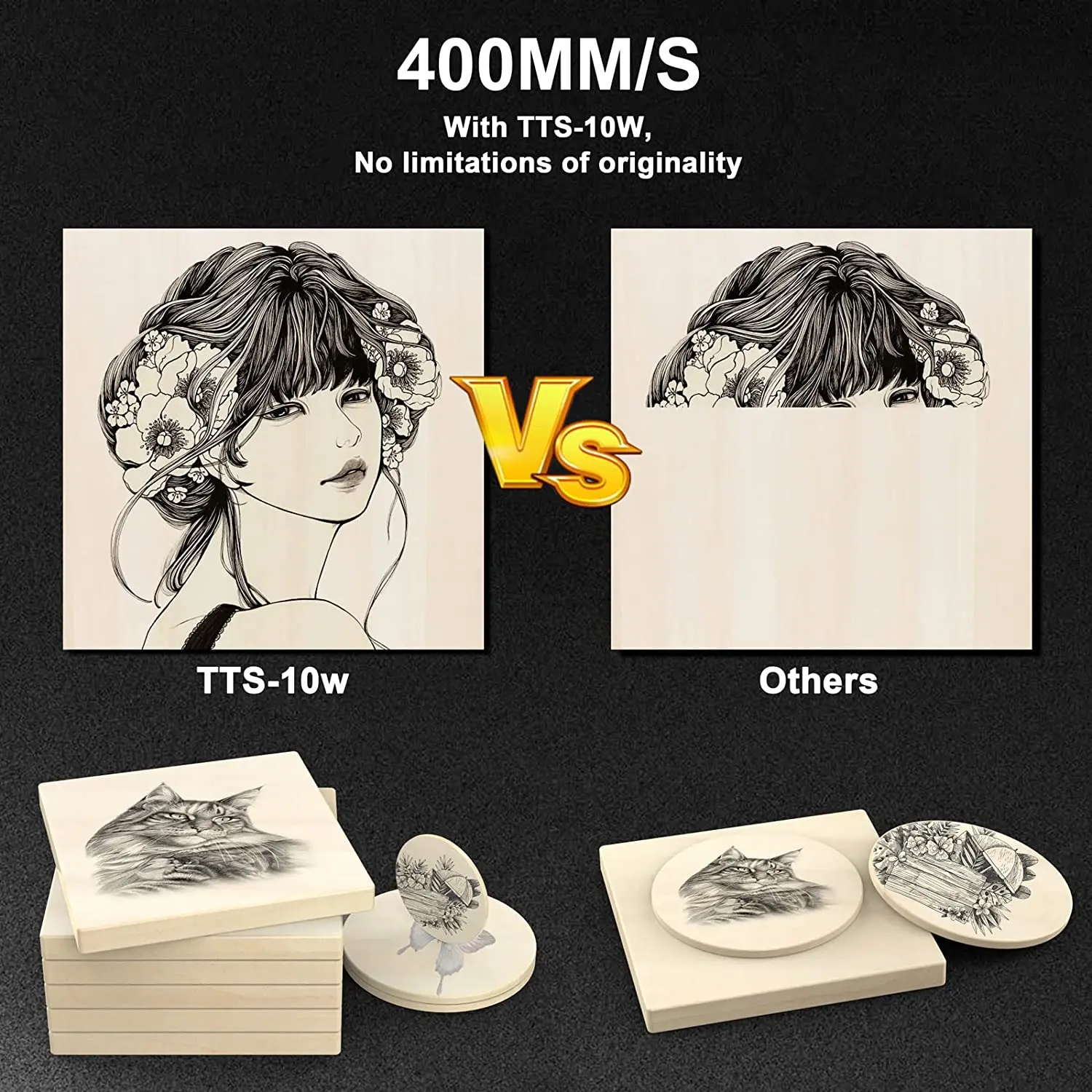 TwoTrees Laser Engraver CNC Router TTS-10/TTS-55 Pro 40W/80W Metal Laser Engraving Cutting Machine With Wifi Offline Control
