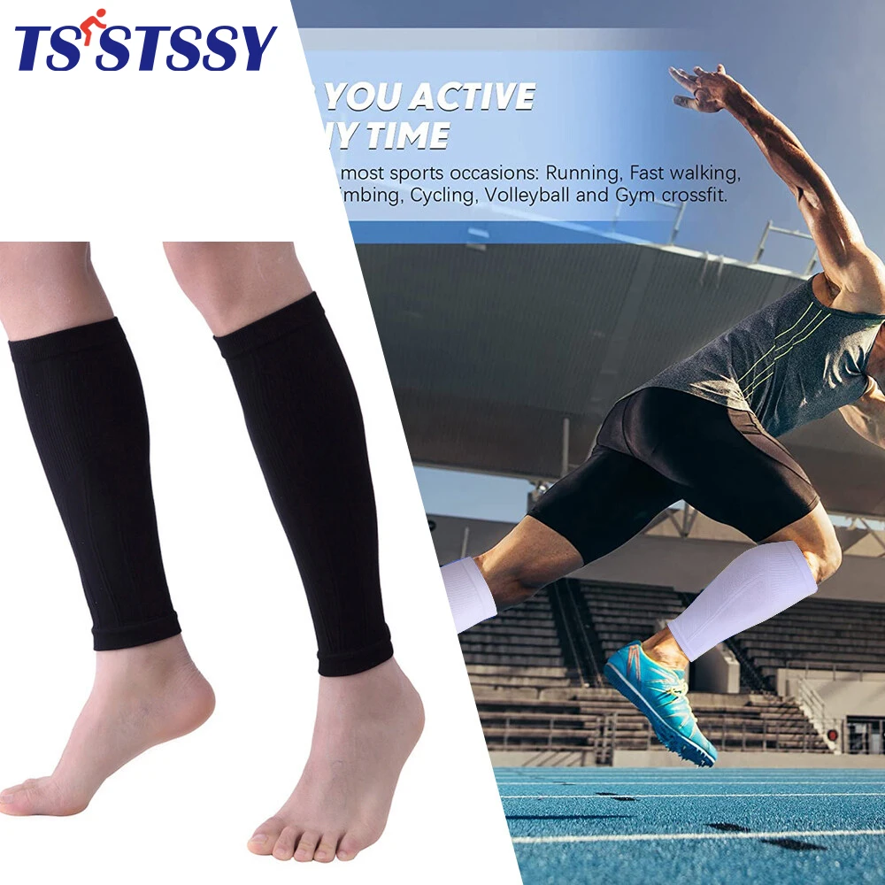 1 Paar Kalf Compressie Been Mouwen Footless Elastische Kalf Ondersteuning Sokken Voor Atleten Pijnbestrijding Hardlopen Fietsen Sport Shin Splint