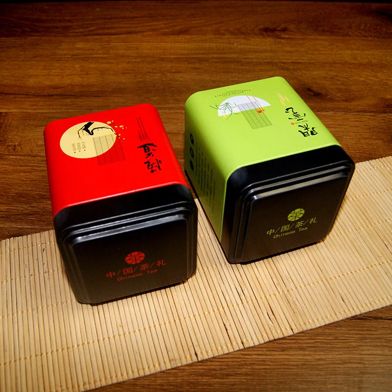 Tea Sealed Box Kitchen Storage Container Jar Tin Square Can Candy Iron Canister Vintage Tea Box tea tin box tea canister