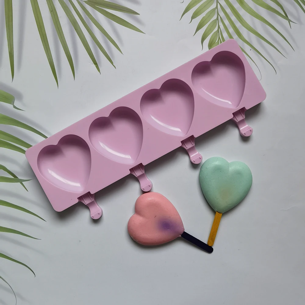 

Silicone heart-shaped Ice Cream Mold DIY Dessert Popsicle Moulds Tray Ice Cube Maker Tools Summer Party Supplies