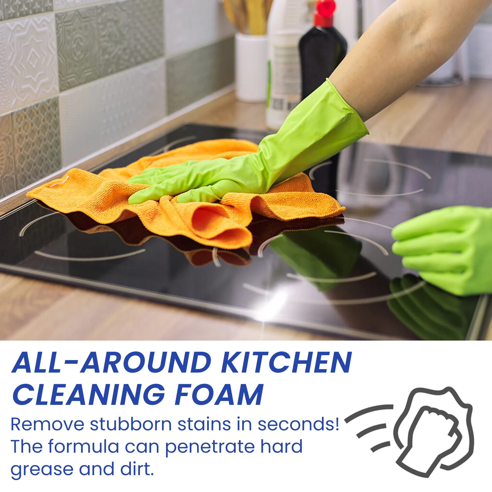 Jue-Fish Kitchen Foam Cleaner Hood Cleaning Household Stain Removal Kitchen Cooktop Hood Stain Removal Heavy Duty Foam Cleaner