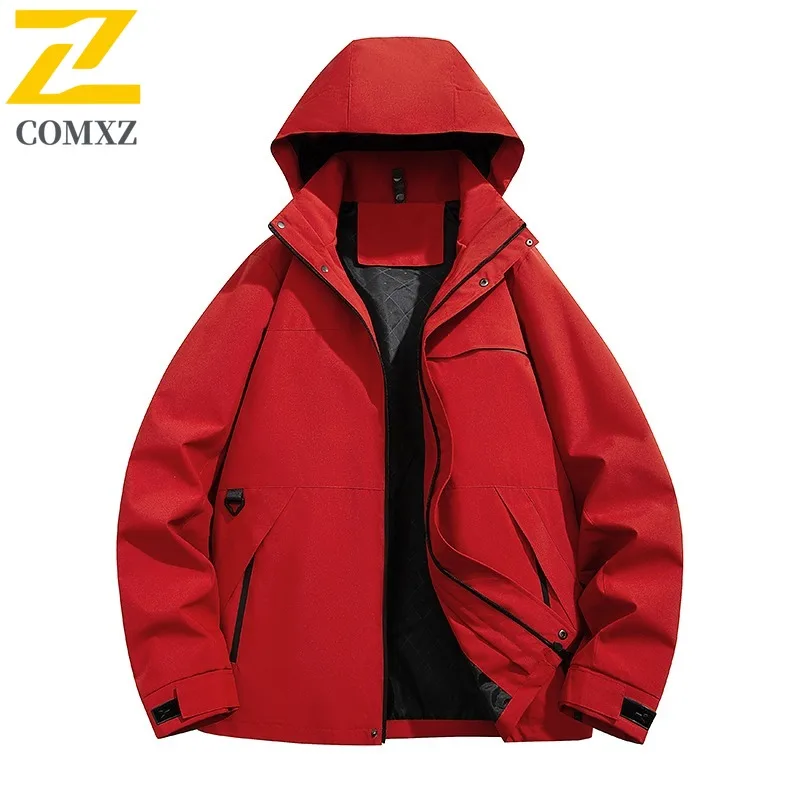 COMXZ Rainproof Coat Windproof Waterproof Casual Outdoor Climbing Work Biker Jacket Camping Breathable Plus Size Men's Outerwear
