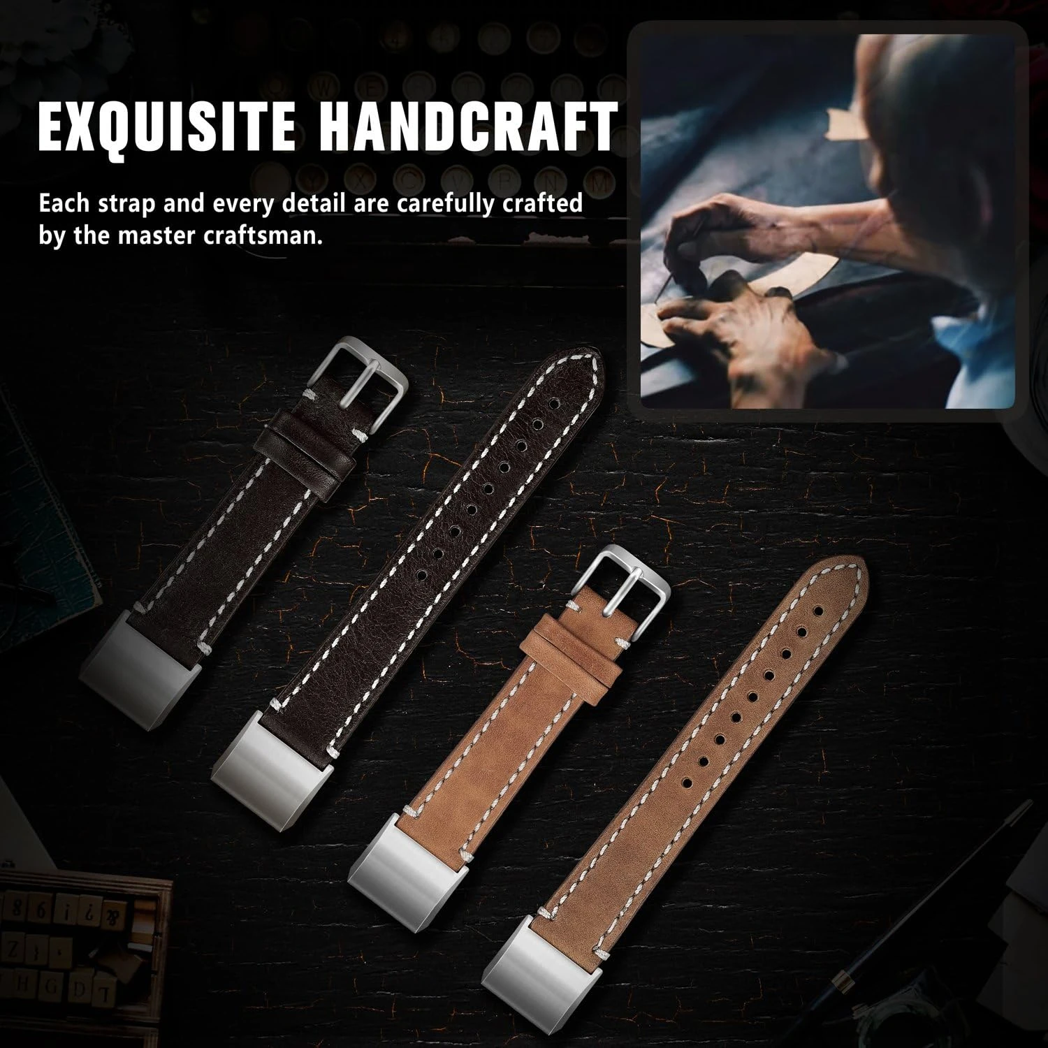 Upgrade Your Look with SKYLET's Premium Leather Bands for Fitbit Charge 2. Elevate Your Style with Luxurious, Sleek, and Dependa