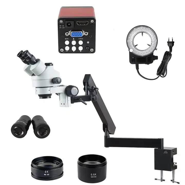 

3.5X-180X Confocal Zoom Stereo Microscope Fully Optical Glass Component Laboratory Teaching Mobile Phone Repair Microscope Tool