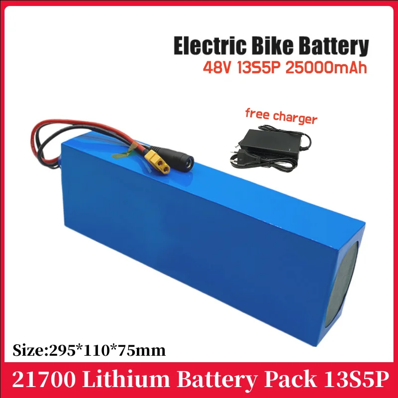 

48V 25Ah Electric Bike 21700 Lithium Battery 13S5P 1000W Scooter Battery Pack 48V 25AH Electric Bike Battery+54.6V 2A Charger
