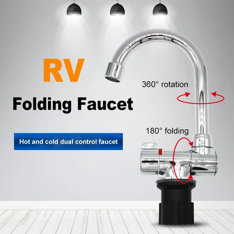 RV Folding Faucet Hot and Cold Rotating Car Marine Yacht  Motorhome Kitchen Wash Basin Sink Faucet Camper Caravan Accessories intelligent digital display waterfall faucet modern rotating kitchen sink washbasin mechanical arm taps cold and hot water mixer