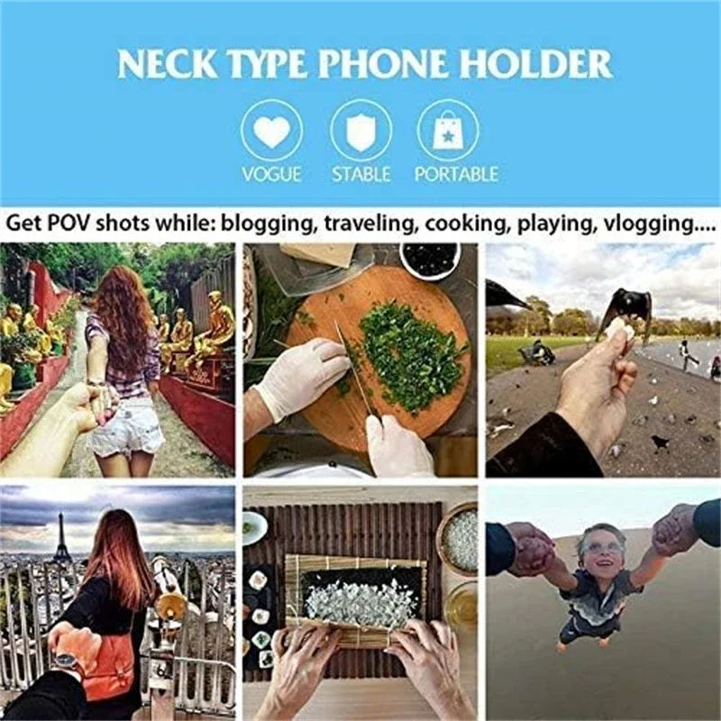 Description Picture 2 of itemHands Free Wearable Neck Phone Stand Universal Hanging Tripod for IPhone 15 Pro Max Samsung GoPro Go Pro Selfie Stick Monopod