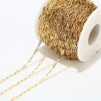 2M Stainless Steel Gold Long Oval Link Chain 2.5mm width Gold Cable Chains for DIY Necklace Bracelet Anklet Making 2 types 1