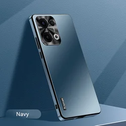 Sleek Metal Camera Full Protection Phone Case - Shockproof & Anti - Drop Soft Edge Bumper Cover for Reno 13 Pro 5G (Navy)