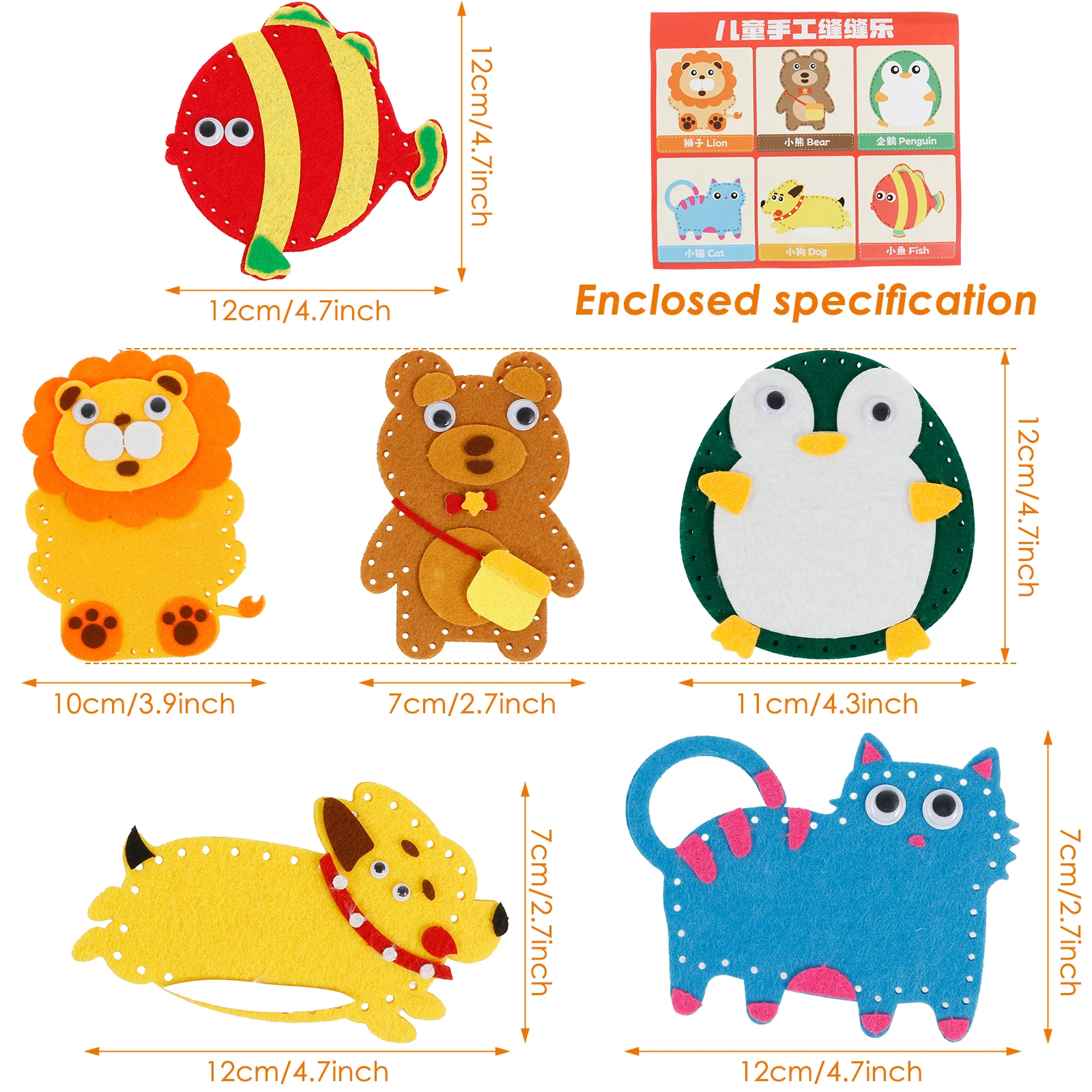 Kids Sewing Kit Felt Animal DIY Craft Sewing Kit Make Your Own Felt Animal for Kids Beginner Educational Set Girl Art Toy