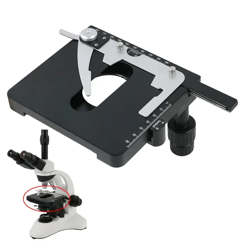 Attachable Mechanical Stage X-Y Moveable Caliper Vernier with Scale Microscope For Biological Microscopio