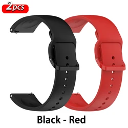 22mm Silicone Strap for Smartwatches - Sport Band Accessory Bracelet (Black - Red)