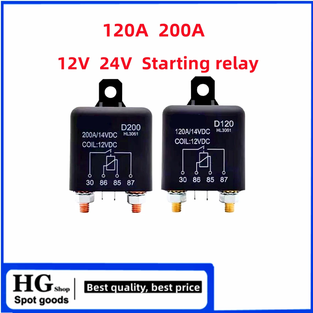 고전류 자동차 릴레이, 200A, 120A, 200A, 250A, DC 시동, 12V, 24V 배터리 전원 공급 장치 수정, 장시간