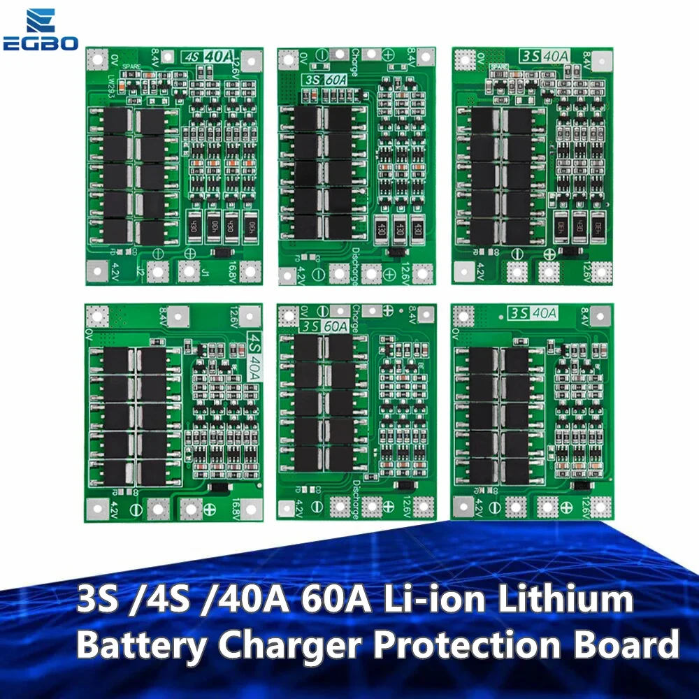 Lithium Battery Charging Protection Board 1~20PC 3S 4S 40A 60A 12.6/16.8V For Drill Motor