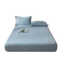 Housse de matelas thermique en velours, drap en peluche, housse de matelas élastique, linge de lit polaire en velours moelleux, lit Double pour Couple, King Size 6