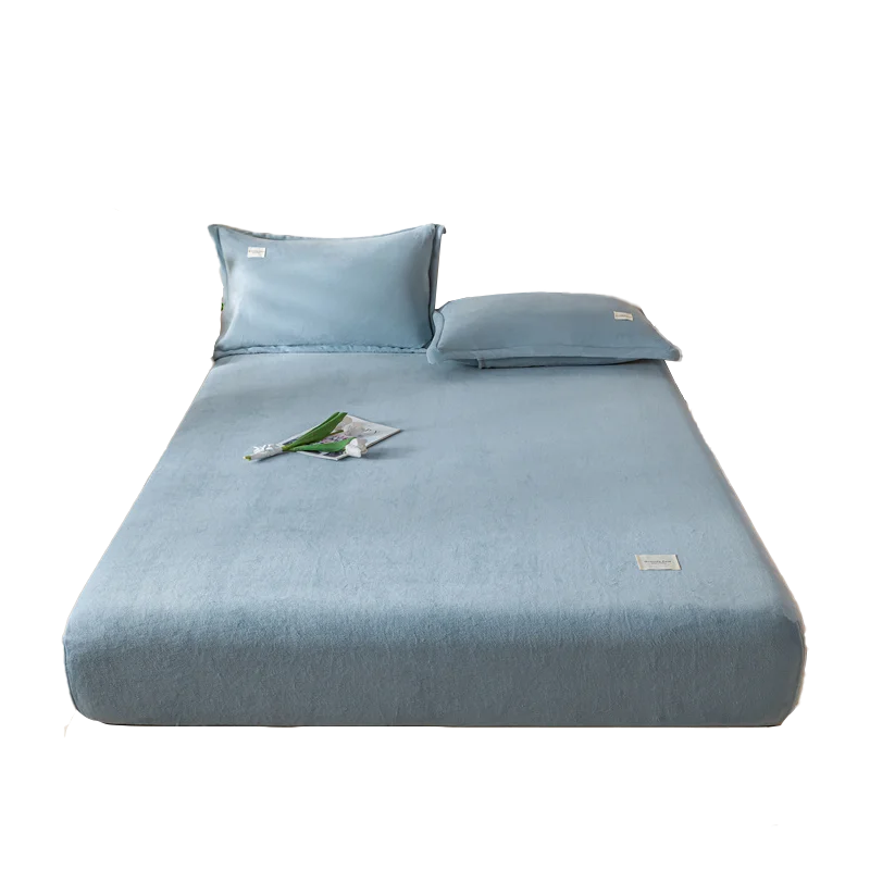 Velvet Thermal Mattress Cover Plush Sheet Elastic Mattress Cover Fluffy Velvet Fleece Bed Linen Couple Double Bed King Size 6