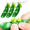 Peapod Fidget Toy Squeeze A Bean Edamame Pea Keychain Keyring Extrusion Bean Pea Soybean Stress Relieving  Antistress Toys 6