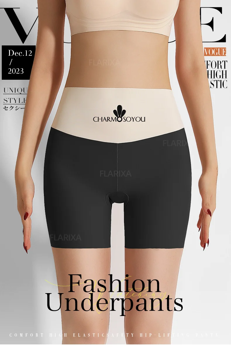 Flarixa Ice Silk Safety Short Panties Women High Waist Underpants Slimming Boxers Underwear Under Skirt Stretch Protective Pants