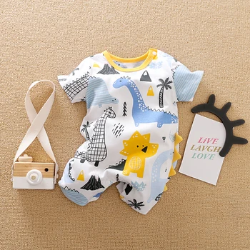 Short Sleeve Print Baby Boys Girls Clothing Cartoon Dinosaur Printed Clothes 0-18 months Newborn Baby Newborn Summer Spring Cool 1