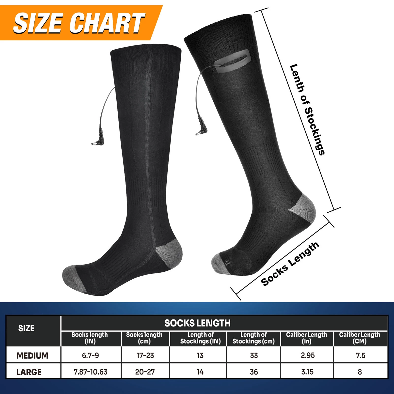 Electric Heated Socks 4000mAh Battery Powered Cold Weather Heat Socks For Men Women Outdoor Riding Hiking Camping Heating