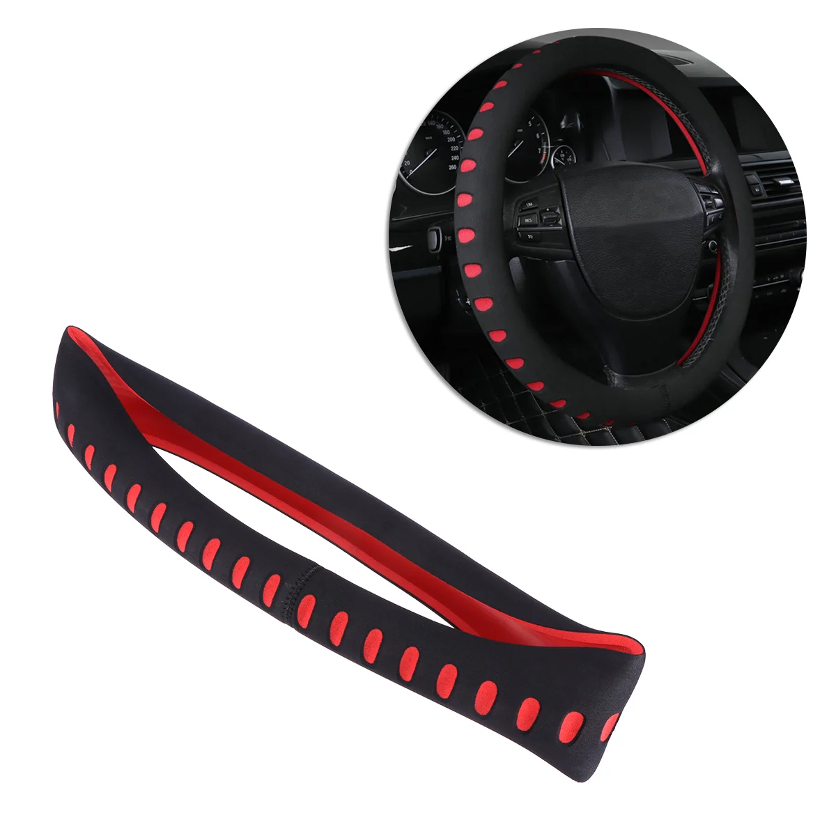 

38cm Universal Car Steering Wheel Protective Cover Anti-slip Elastic Steering Wheel Sleeve Cover (Grey) A30
