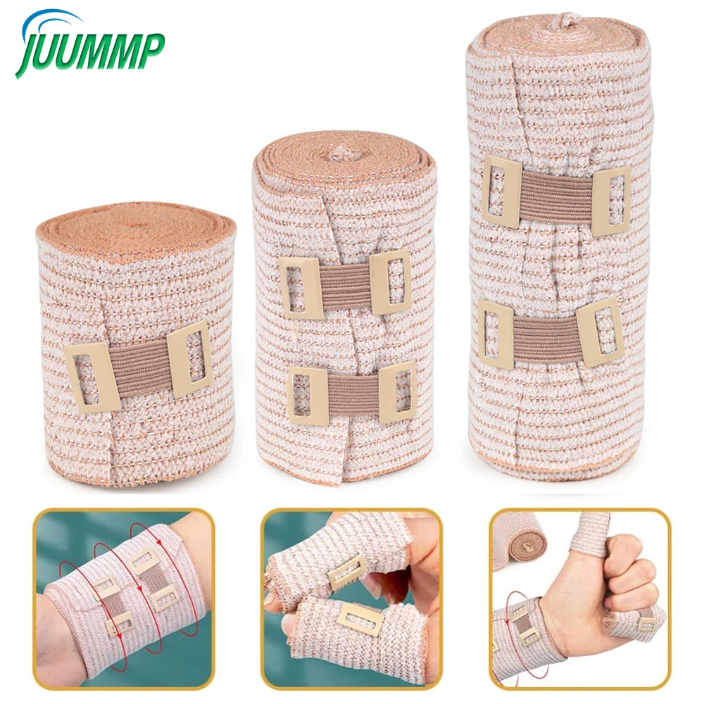 

1 Roll Compression Bandages with Clip Closure | Stretch Elastic Wraps for Foot, Ankle, Knee, Leg, Arm & Body, Muscle Sprains