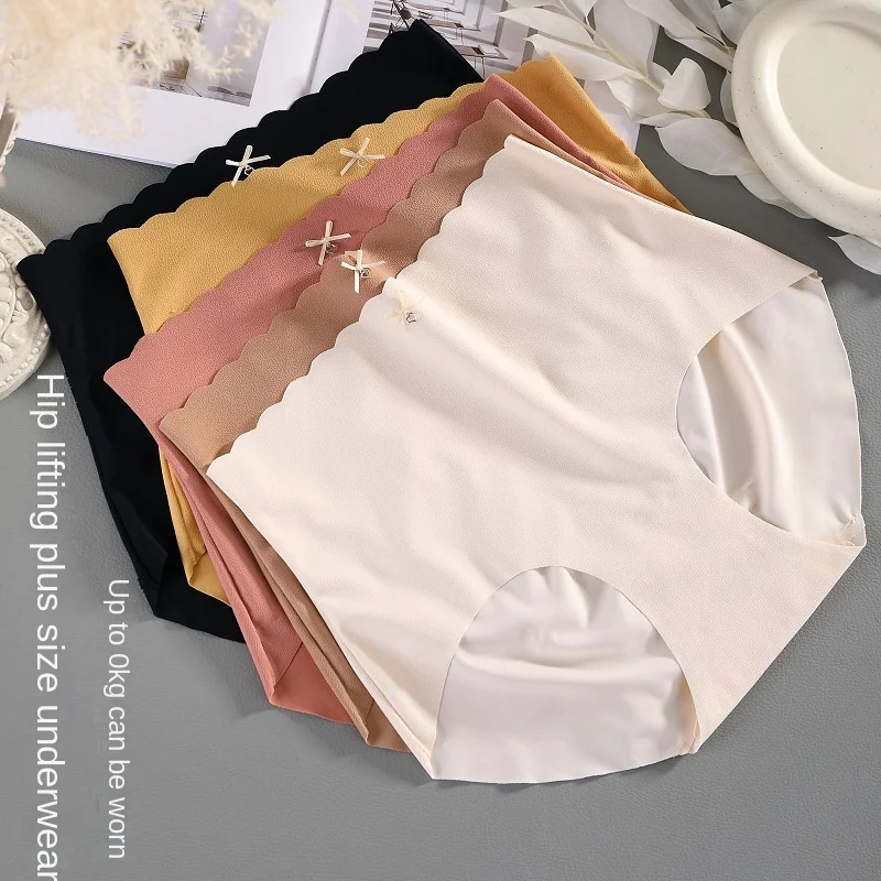 XL-3XL/Women's Underwear Panty Sexy Solid Color Panties Plus Size High Waist Seamless Girl's Briefs Female Bowknot Lingerie 2