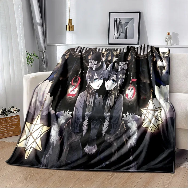 3D Anime Black Butler Cartoon Blanket,Soft Throw Blanket for Home Bedroom Bed Sofa Picnic Travel Office Rest Cover Blanket Kids 2