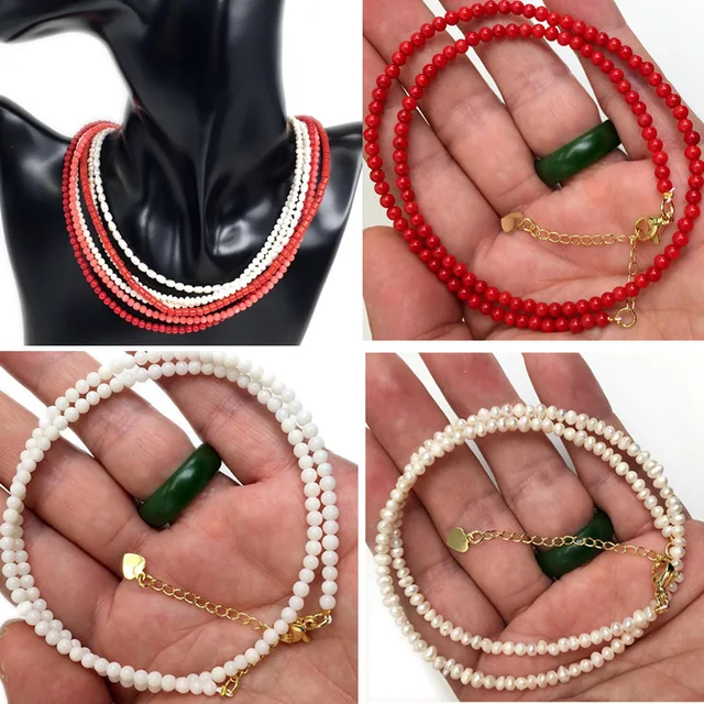 Collier de perles naturelles simples pour femmes, collier ras du cou Joker, cadeau d'amour de mariage, bijoux fantaisie, vente en gros, 4mm 1