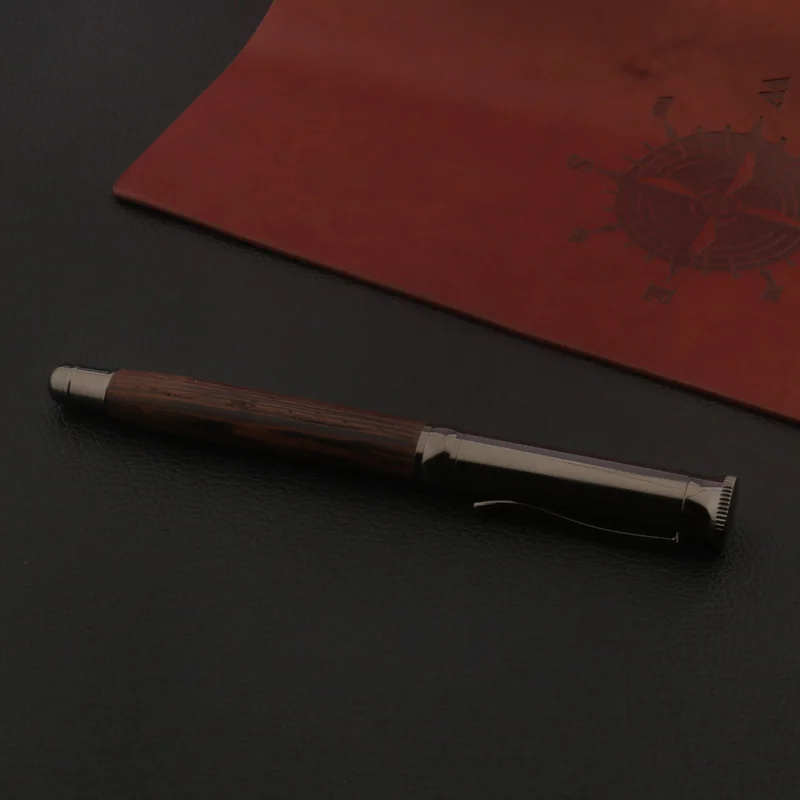 Fountain pen displayed with cap removed to show nib
