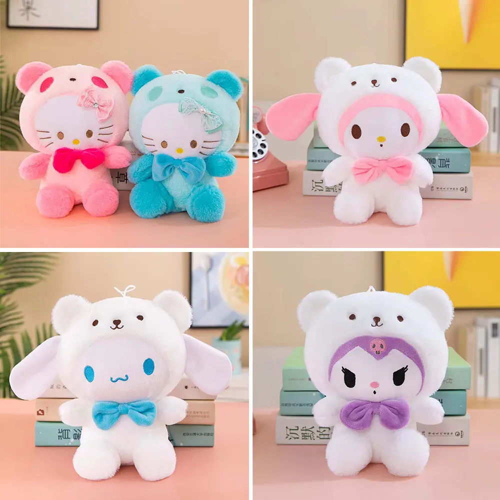 25cm kawaii Sanrio Plushies Doll Toy Hello Kitty Cinnamonroll Kuromi Stuffed Plush Dolls Cute Toys Children Birthday Gifts
