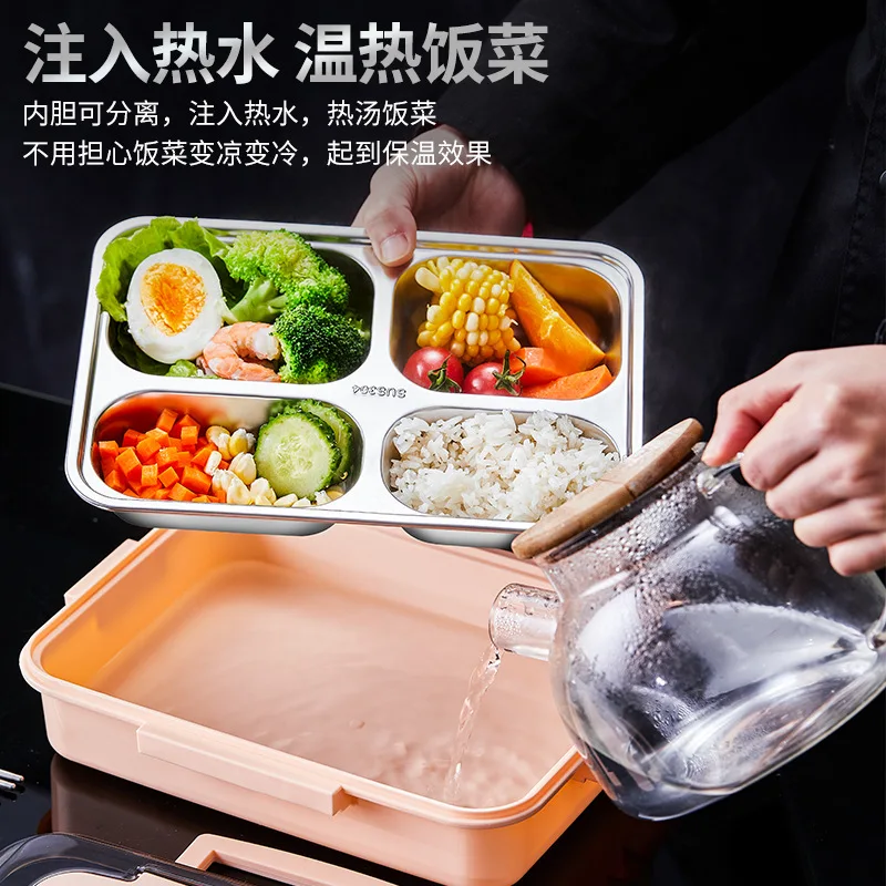 1pc Student 316 Stainless Steel Canteen Lunch Box, Household 4