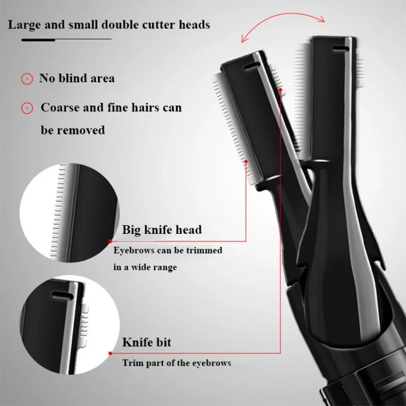 Electric Eyebrow Trimmer Razor Brow Shaping Portable Shaving with Duals Cutter Head Design Washable Hair Trimmer Razor Tools 5