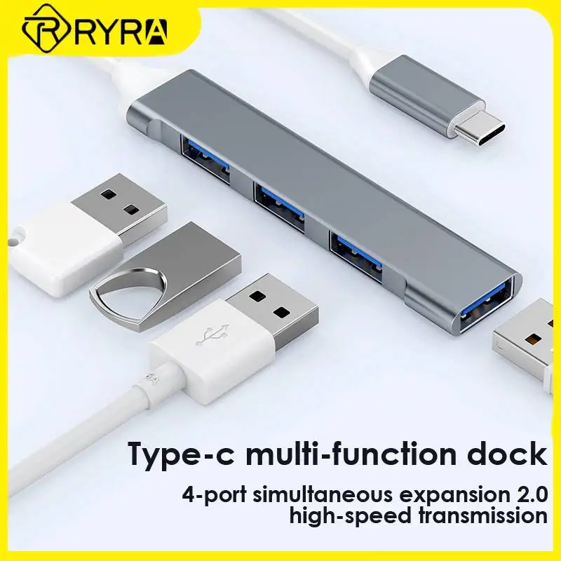 

RYRA 4 Ports Expansion Dock USB 3.0 Hub High Speed Docking Stations Type C Splitter Adapter OTG For PC Laptop Computer Equipment