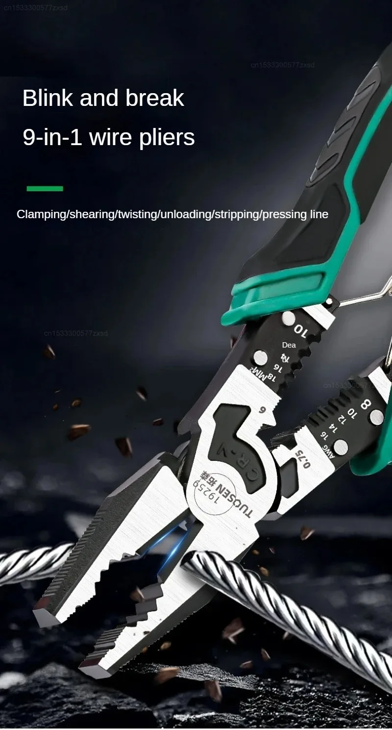 Hochleistungs-9-Zoll-Universalzange, professionelles Abisolierwerkzeug und Crimpzange für Elektriker, Mechaniker und industrielle Anwendungen – Detail 9