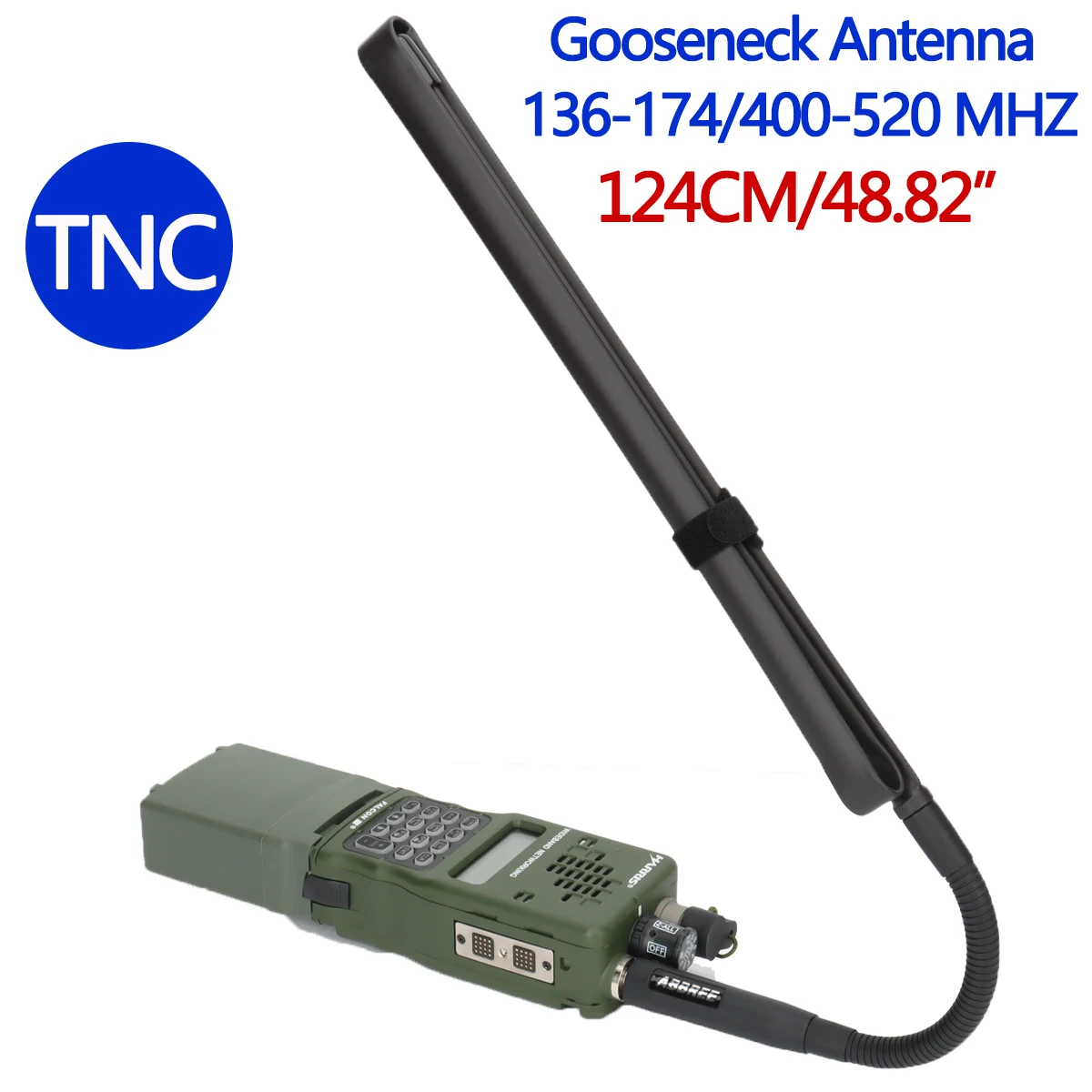 ABBREE TNC Tactical Antenna 144/430Mhz Gooseneck Foldable