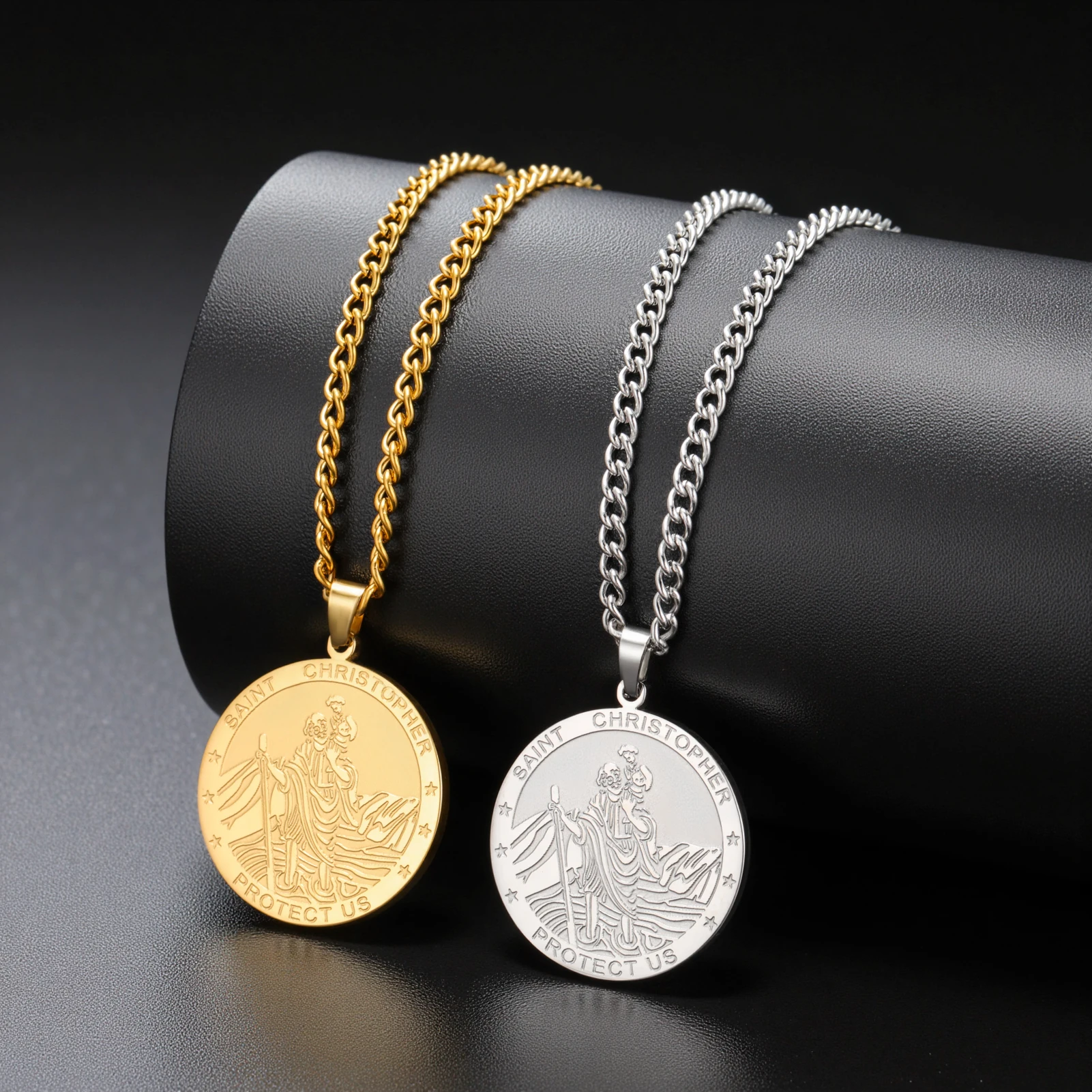 COOLTIME Saint Michael Anhänger Halskette Edelstahl Amulett Herren Halskette Christentum Schmuck Geschenk