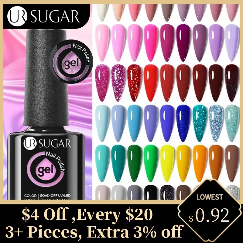 UR SUGAR 7ml Glass Bottle Color Gel Nail Polish Semi-permanent Varnish Soak Off UV LED Gel Varnishes All For Manicure Nails Art 1