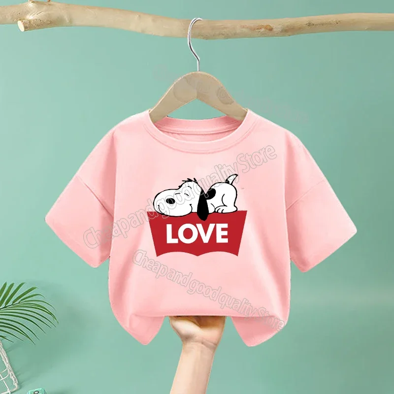 thumbnail image 1 of Camiseta de Snoopy para niño y niña, ropa de verano de algodón con dibujos animados, de manga corta Camisetas estampadas, regalo, 1 of 5