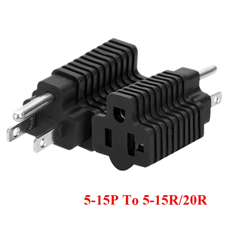 1PCS Black US Male TO Female Power Adapter Plug America Nema 5-15P to 5-15R 5-20R conversion plug 15A to 20A plug converter