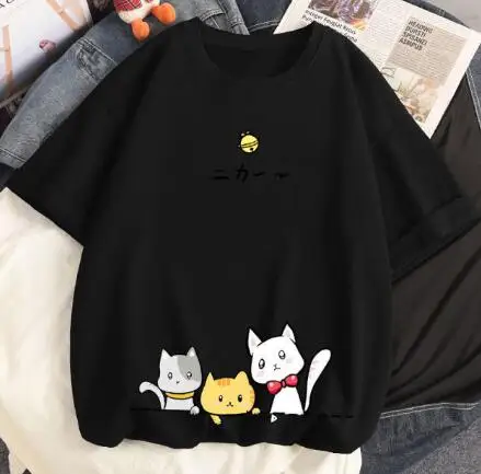 Cotton Cute Cat T Shirt Loose Size Short Sleeve T-shirt Summer Girl Student Top Tees T-shirt Women Clothing Plus 35-100kg petite maternity clothes Maternity Clothing