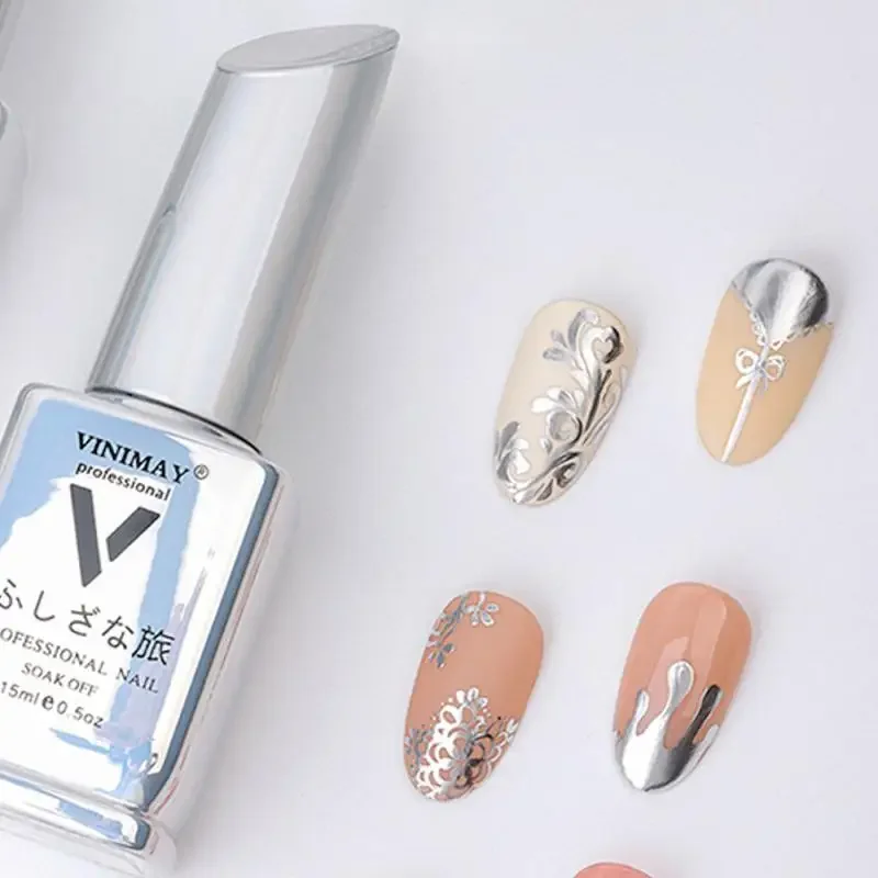 Metal Mirror Glue Silver Gel Nail Polish Art Color Drawing Line Flower Manicure Accessories Nail Art DIY Shop Nail Charms 2