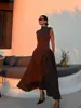 2025 Summer Solid Irregular Hem Patchwork O Collar Evening Dresses Women Contrasting Vestidos Female Elegant Partyclub Dresses - As Show