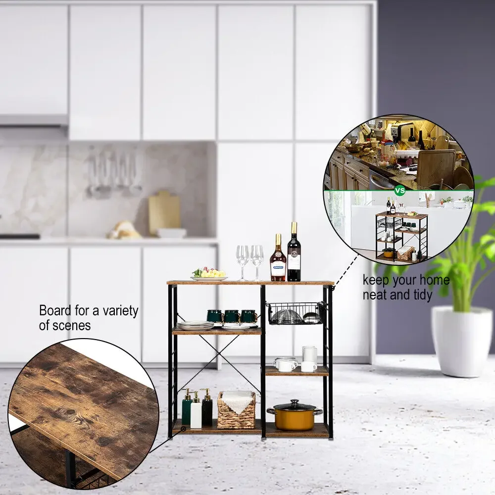 US Microwave Oven Stand, Kitchen Bakers Storage Rack, Small Coffee Bar Station 4