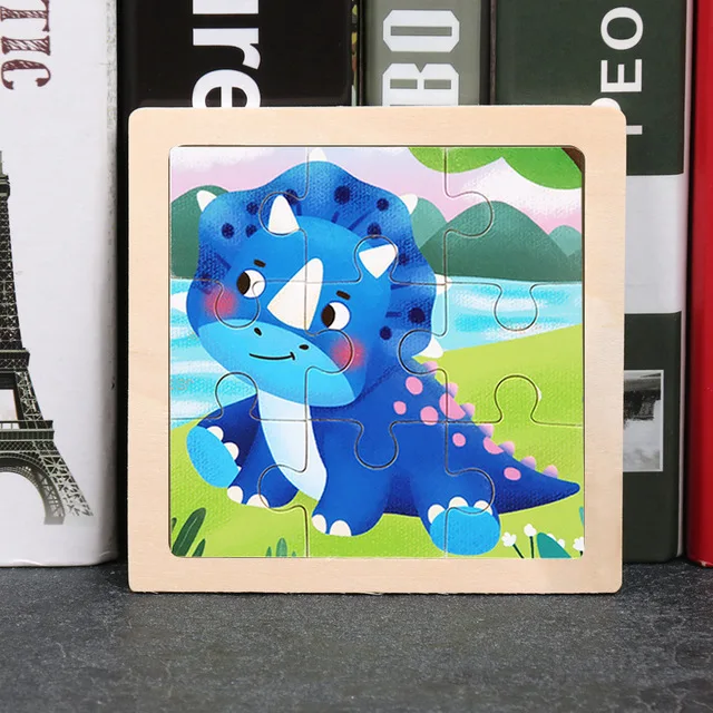 9-Piece Mini Wooden Jigsaw Puzzle Set - Montessori Educational Board Game