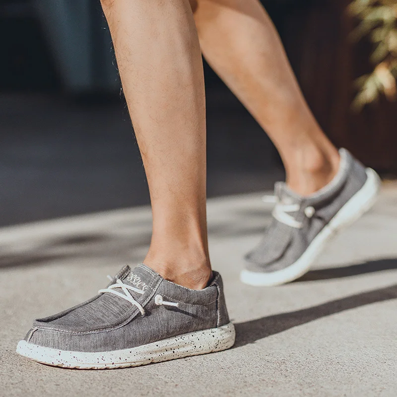 New Summer Men's Canvas Shoes Comfortable Soft Men's Shoes Breathable Men Vulcanized Shoes Slip Wear Men's Casual Flat Shoes 2