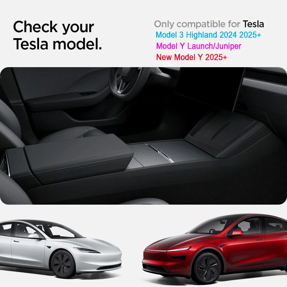 Storage Box for Tesla Model Y Juniper Launch 2025 Model 3 Highland Organizer Accessories Center Console Trays Hidden Cup Holder