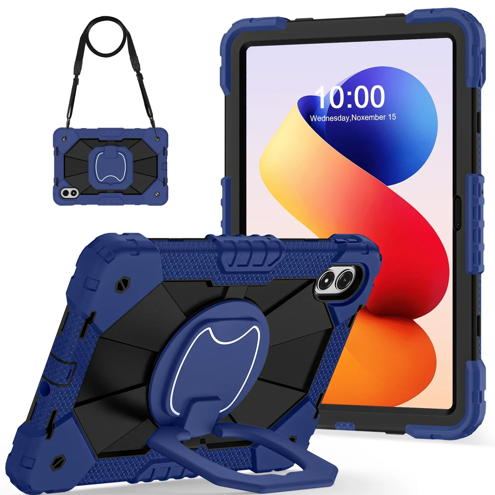Heavy Duty Shockproof Tablet Case with Stand & Shoulder Straps - Silicone + PC